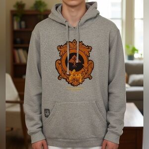 Lrg Gray Hoodie with Orange Crest Graphic